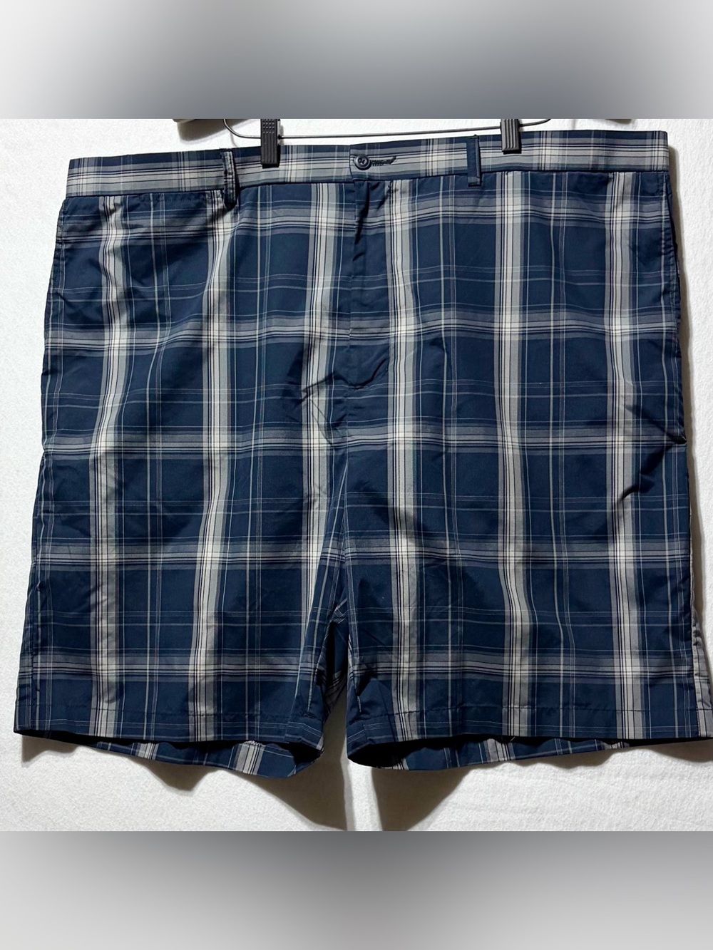Ben Hogan Performance Shorts Mens 46 Blue Plaid Golf Casual Pocket Chino Thin